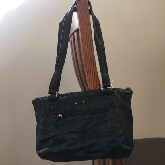 STONE MOUNTAIN Black Leather HOBO TOTE SHOULDER BAG Purse - Picture 2 of 14